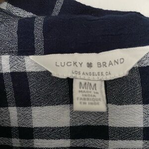 Lucky Brand Women's Navy Plaid Blouse